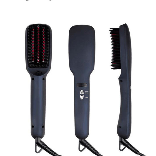 KTX-730323 LCD Liquid Crystal Display Hair Straightening Comb with Temperature Control for Dry Hair, Black and Pink