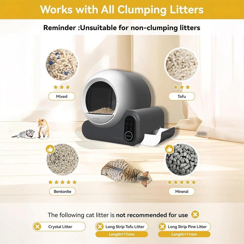 KTX-000083 Automatic Self-Cleaning Cat Litter Box with 70L Capacity and Deodorizing Features