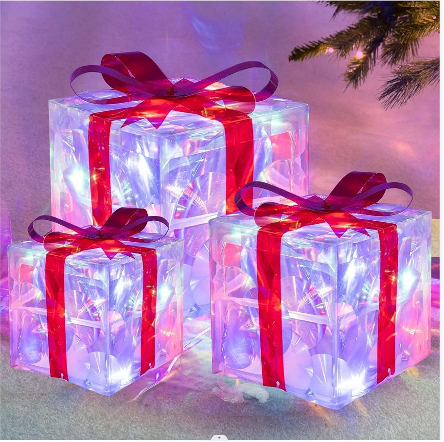 KTX-000083 Luminous Christmas Gift Box Set for Window Displays and Holiday Decor