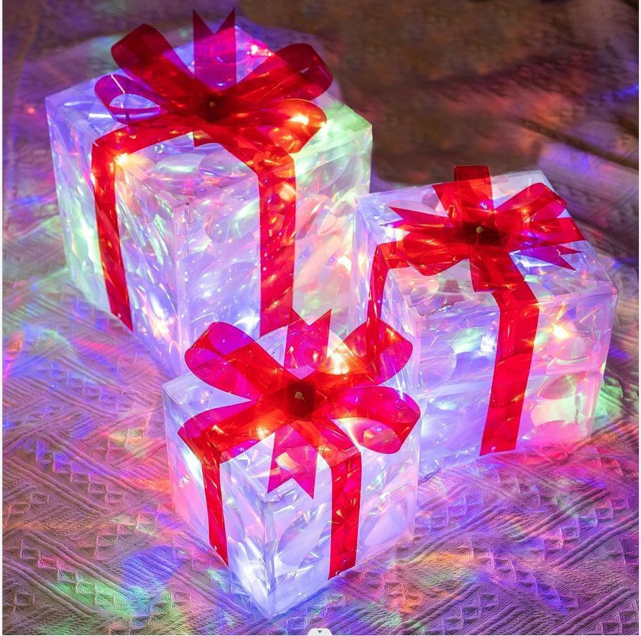 KTX-000083 Luminous Christmas Gift Box Set for Window Displays and Holiday Decor