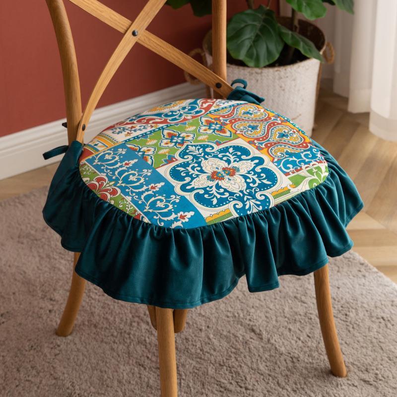 KTX-000851 Four Seasons Cotton Fleece Print Seat Cushion - 45x45 cm in Various Colors