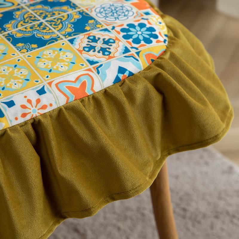 KTX-000851 Four Seasons Cotton Fleece Print Seat Cushion - 45x45 cm in Various Colors