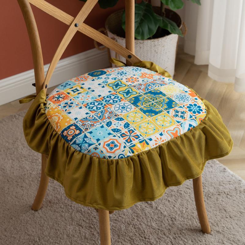 KTX-000851 Four Seasons Cotton Fleece Print Seat Cushion - 45x45 cm in Various Colors