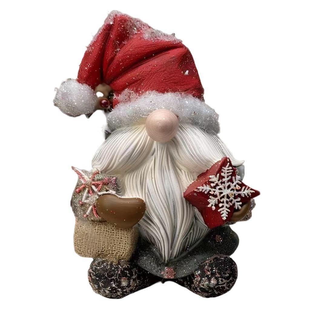 KTX-002195 Christmas Green Fur Snowman Decoration - Charming Resin Home Ornament for Holiday Celebrations