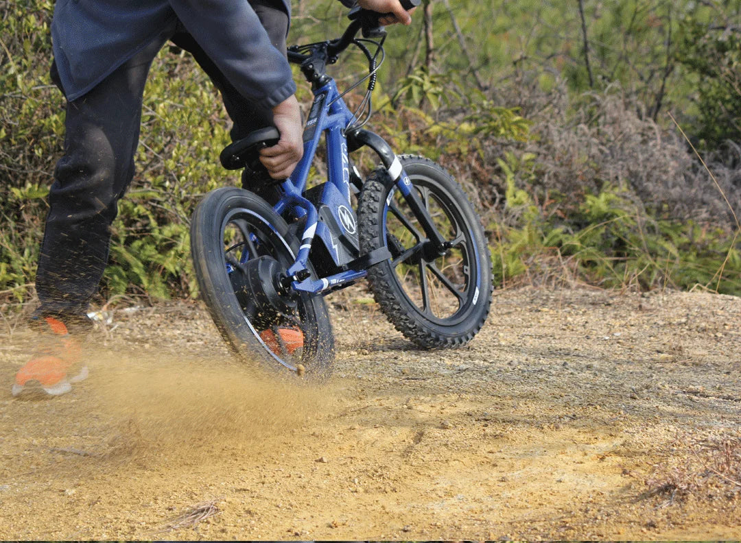 KTX-002515 Kids Electric Balance Bike with 350W Brushless Motor, 12-Inch & 16-Inch Options, Adjustable Suspension, and Disc Brakes