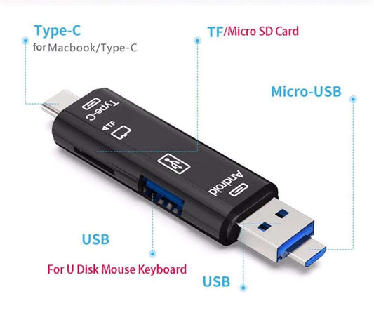 KTX-002643 Type-C Micro USB OTG Hub Adapter with TF Card Reader Compatibility