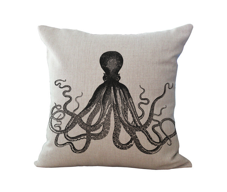 KTX-003091 Mr. Octopus Cartoon Cotton Pillow with Soft PP Filling