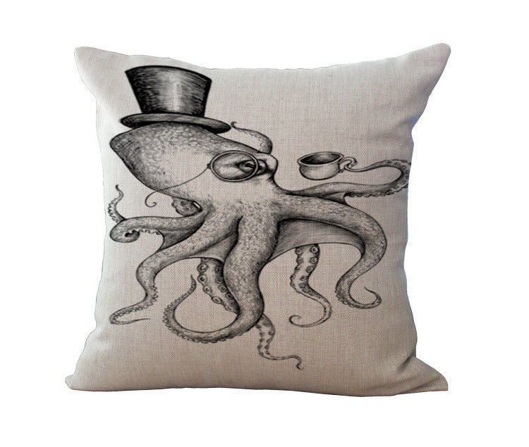 KTX-003091 Mr. Octopus Cartoon Cotton Pillow with Soft PP Filling