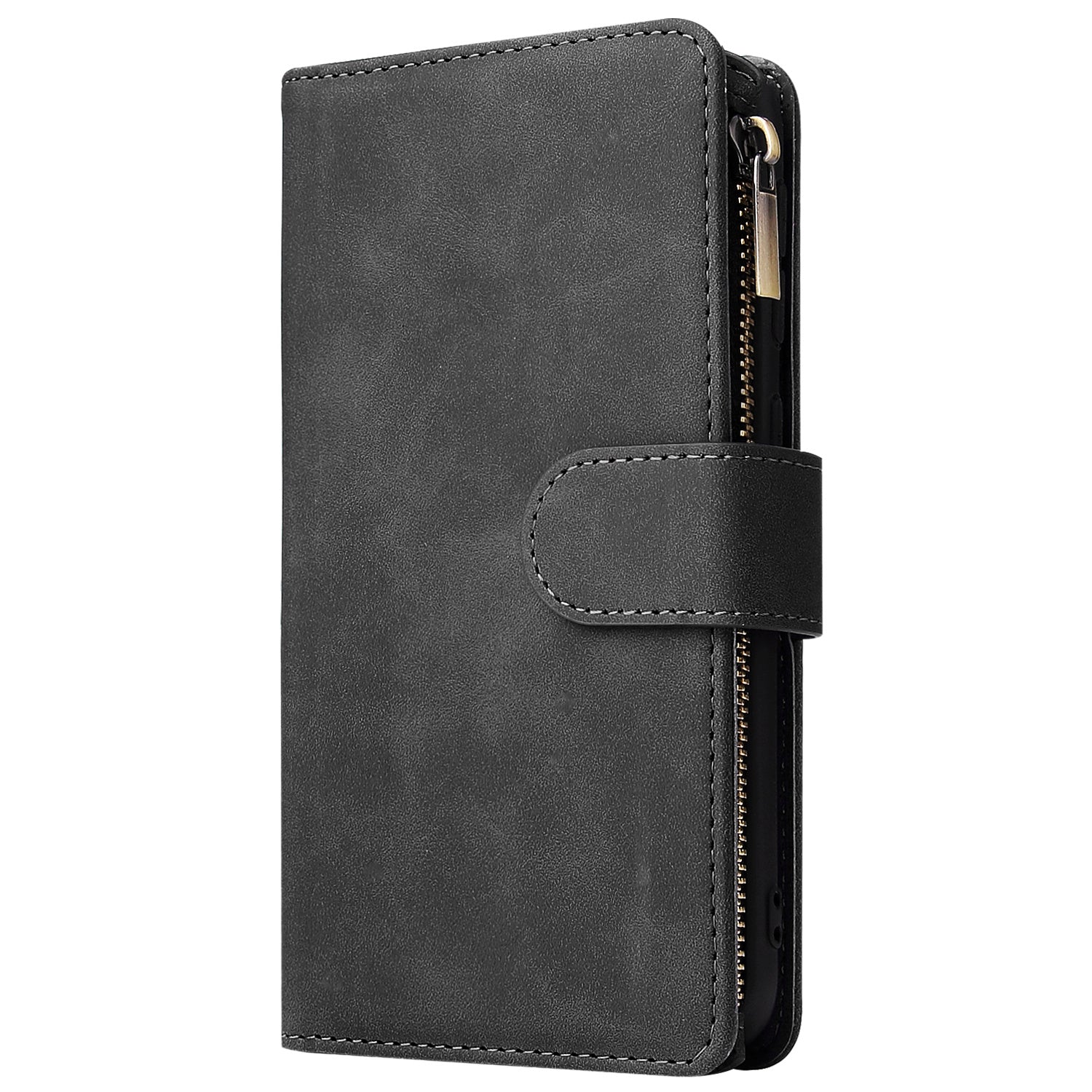 KTX-003347 Retro Frosted Zipper Leather Wallet Case for Samsung Models