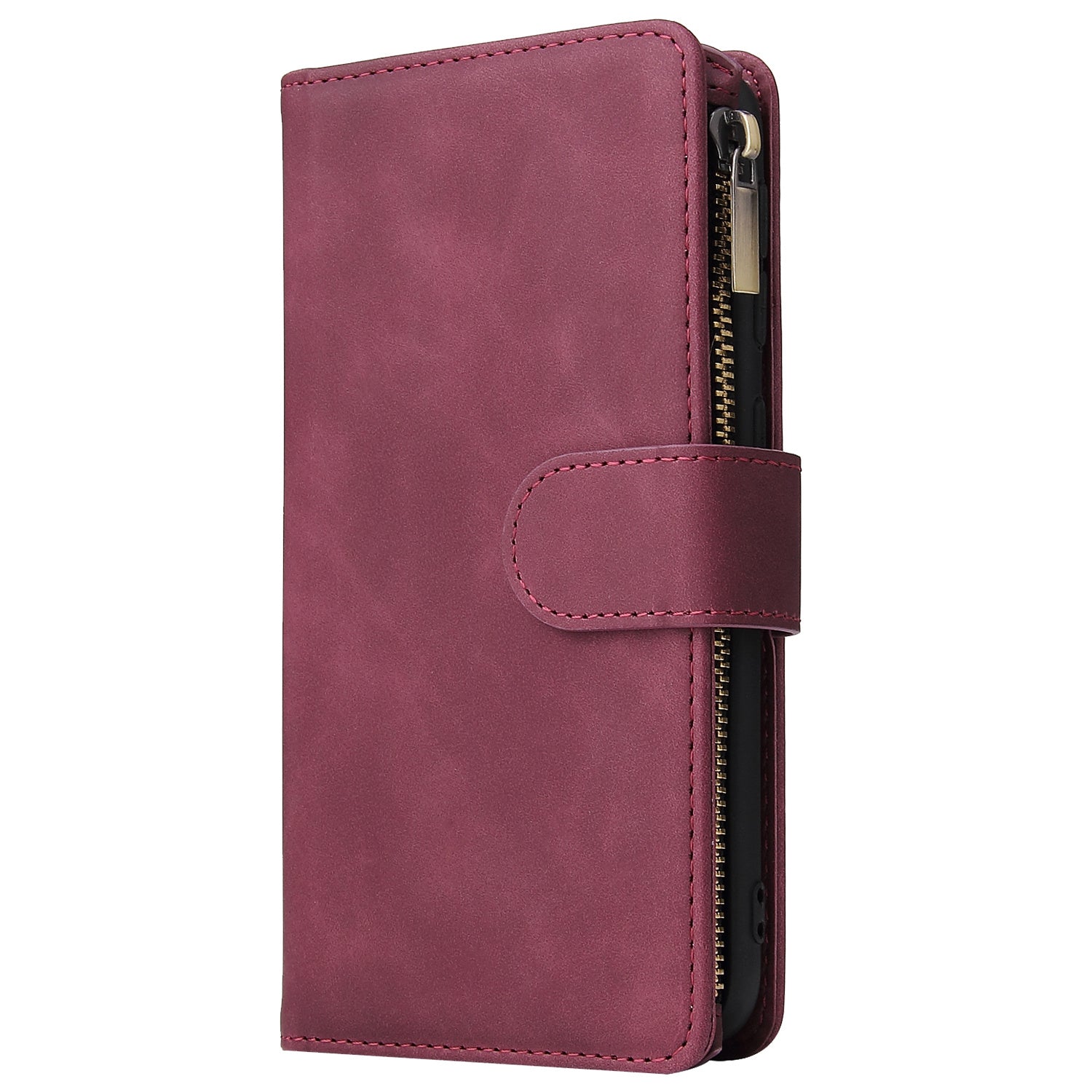 KTX-003347 Retro Frosted Zipper Leather Wallet Case for Samsung Models