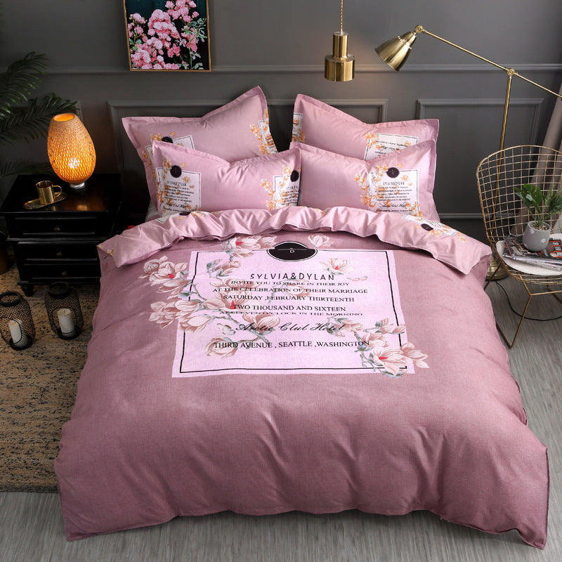 KTX-004563 Floral Patterned Four-Piece Cashmere Bed Set for 1.5m, 1.8m, and 2.0m Beds