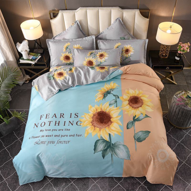 KTX-004563 Floral Patterned Four-Piece Cashmere Bed Set for 1.5m, 1.8m, and 2.0m Beds