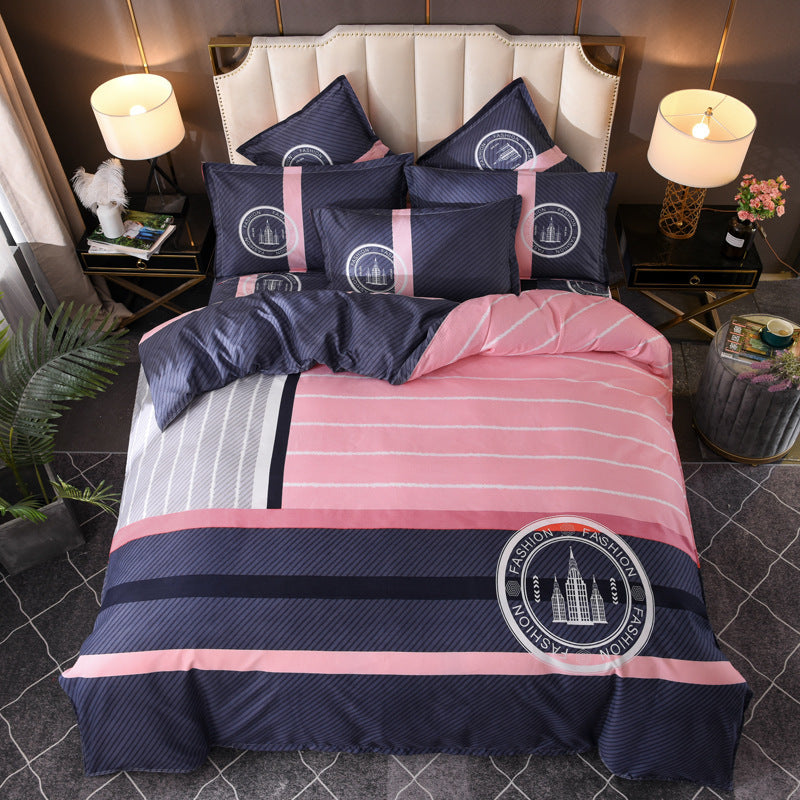 KTX-004563 Floral Patterned Four-Piece Cashmere Bed Set for 1.5m, 1.8m, and 2.0m Beds