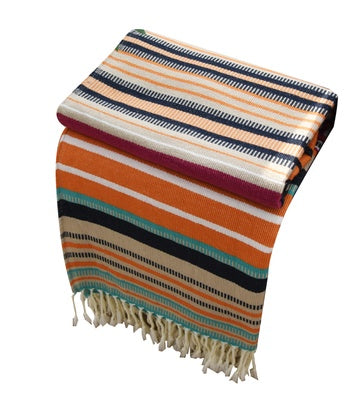 KTX-004563 Indian Striped Tassel Blanket - Acrylic, 130x170cm, National Style for Spring & Autumn