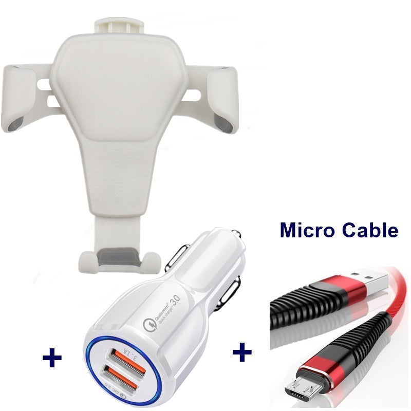 KTX-004627 Leather Grain Gravity Car Phone Holder - Black & White Options Available