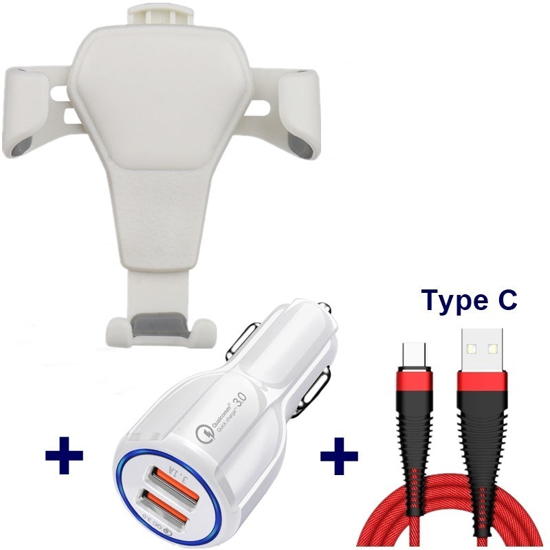 KTX-004627 Leather Grain Gravity Car Phone Holder - Black & White Options Available