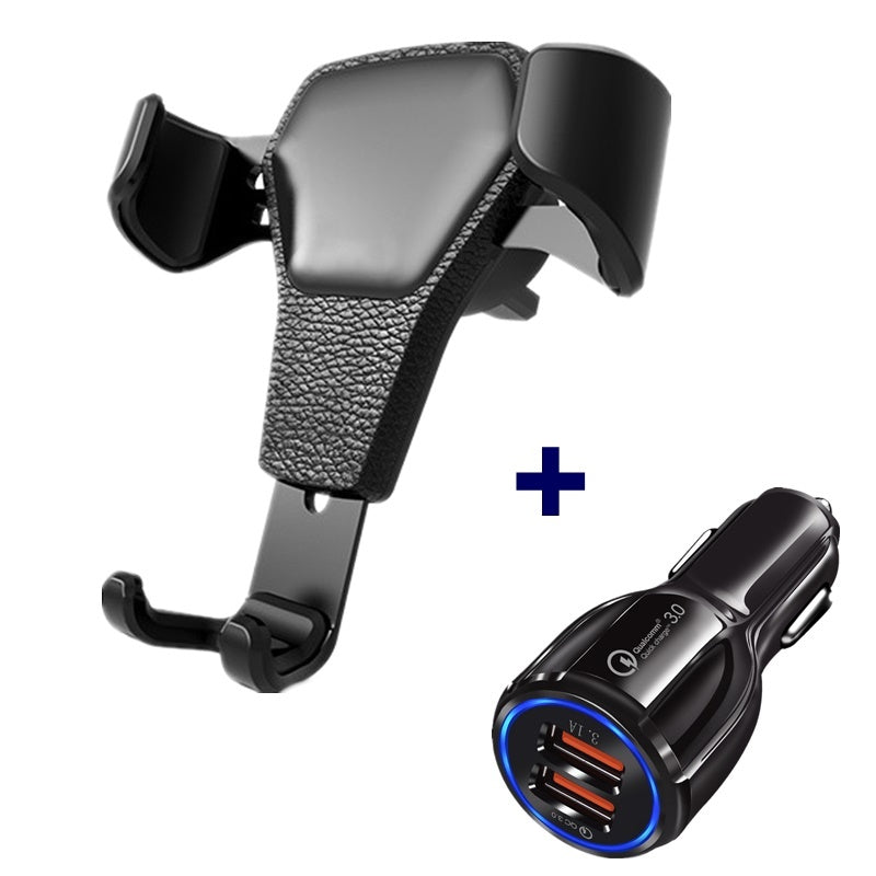 KTX-004627 Leather Grain Gravity Car Phone Holder - Black & White Options Available