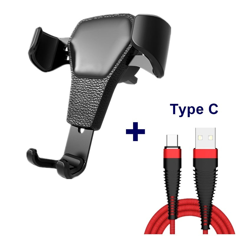 KTX-004627 Leather Grain Gravity Car Phone Holder - Black & White Options Available