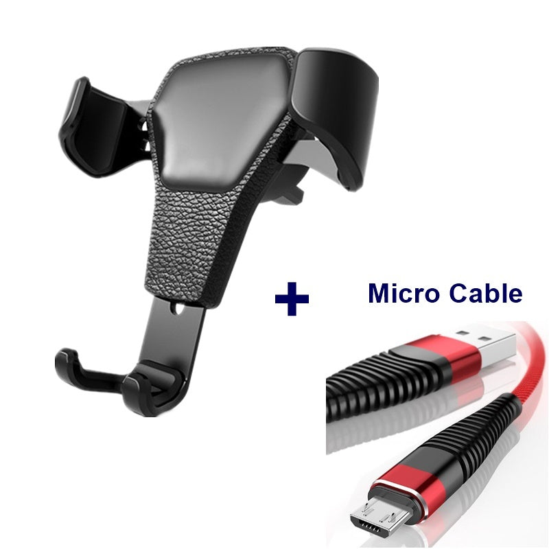 KTX-004627 Leather Grain Gravity Car Phone Holder - Black & White Options Available