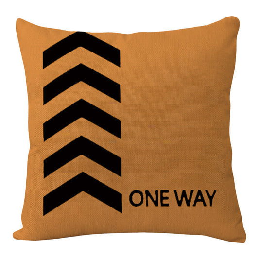 KTX-004691 Black Linen Digital Printed Pillowcase with English Letter Icon, 45x45cm