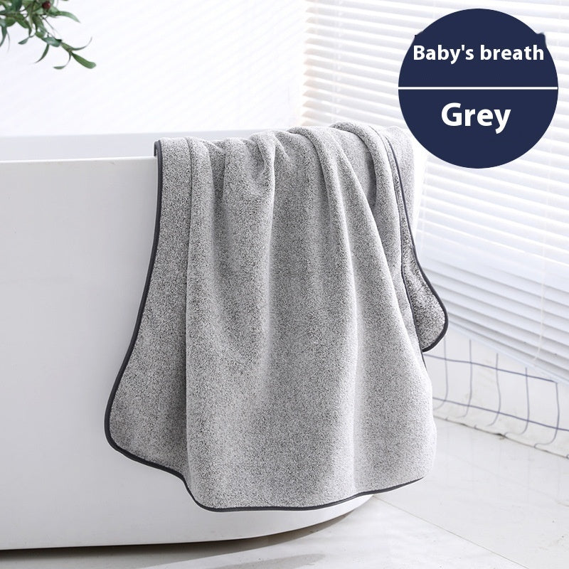 KTX-004819 Antibacterial Bamboo Charcoal Thick Coral Fleece Bath Towel - Light Gray or Dark Gray, Starry Sky Design
