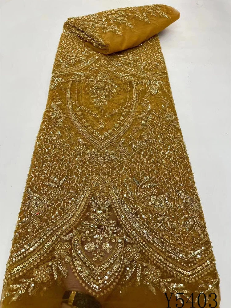 KTX-005331 Lace Beads Sequined Mesh Embroidery Fabric for Party and Wedding Attire