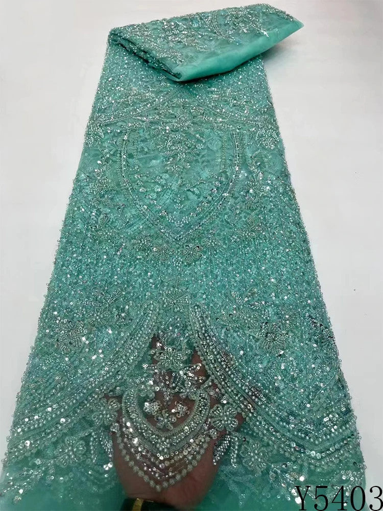 KTX-005331 Lace Beads Sequined Mesh Embroidery Fabric for Party and Wedding Attire