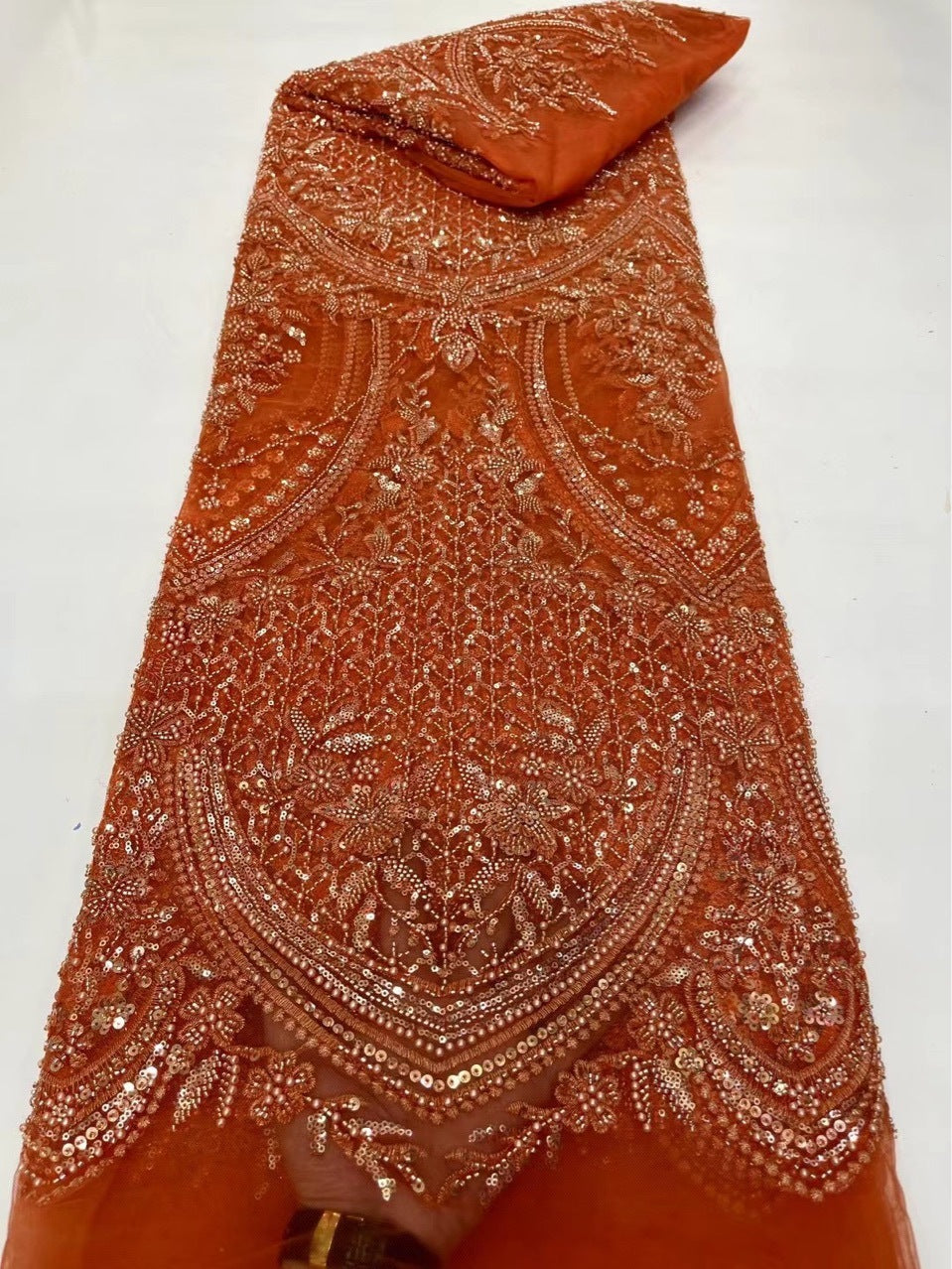 KTX-005331 Lace Beads Sequined Mesh Embroidery Fabric for Party and Wedding Attire