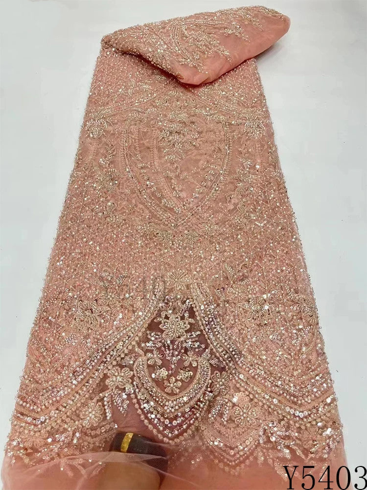 KTX-005331 Lace Beads Sequined Mesh Embroidery Fabric for Party and Wedding Attire