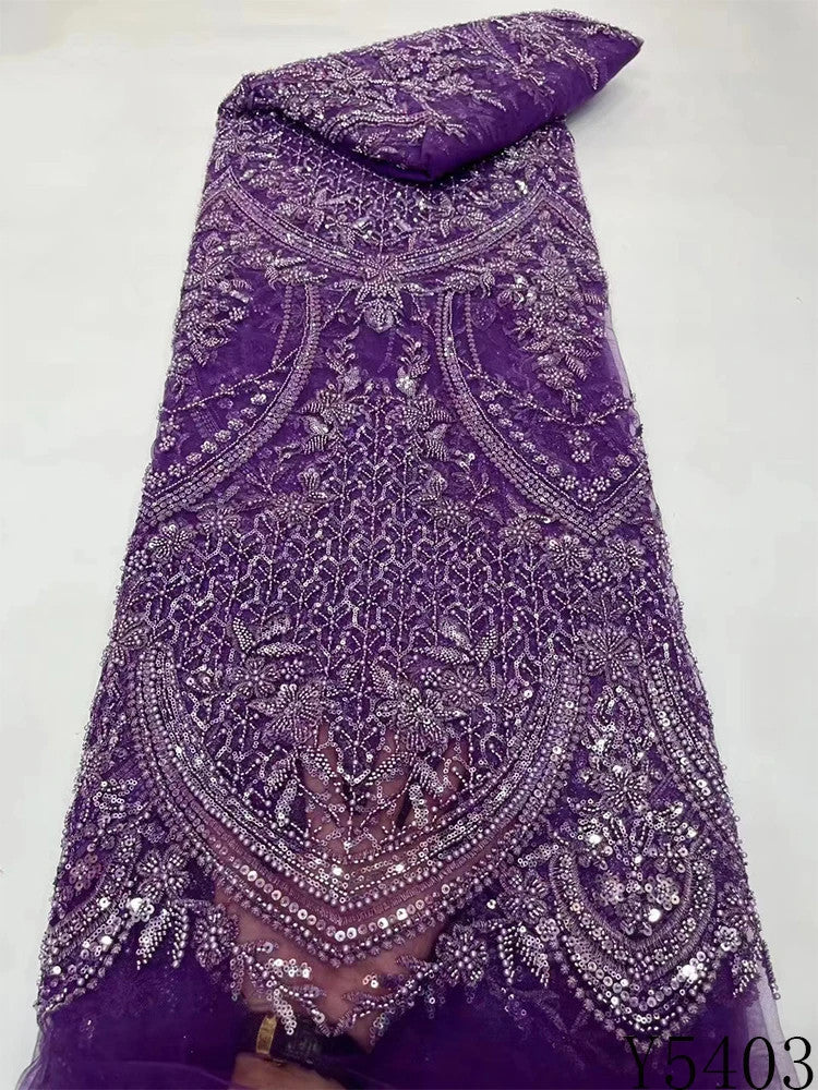 KTX-005331 Lace Beads Sequined Mesh Embroidery Fabric for Party and Wedding Attire