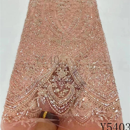 KTX-005331 Lace Beads Sequined Mesh Embroidery Fabric for Party and Wedding Attire