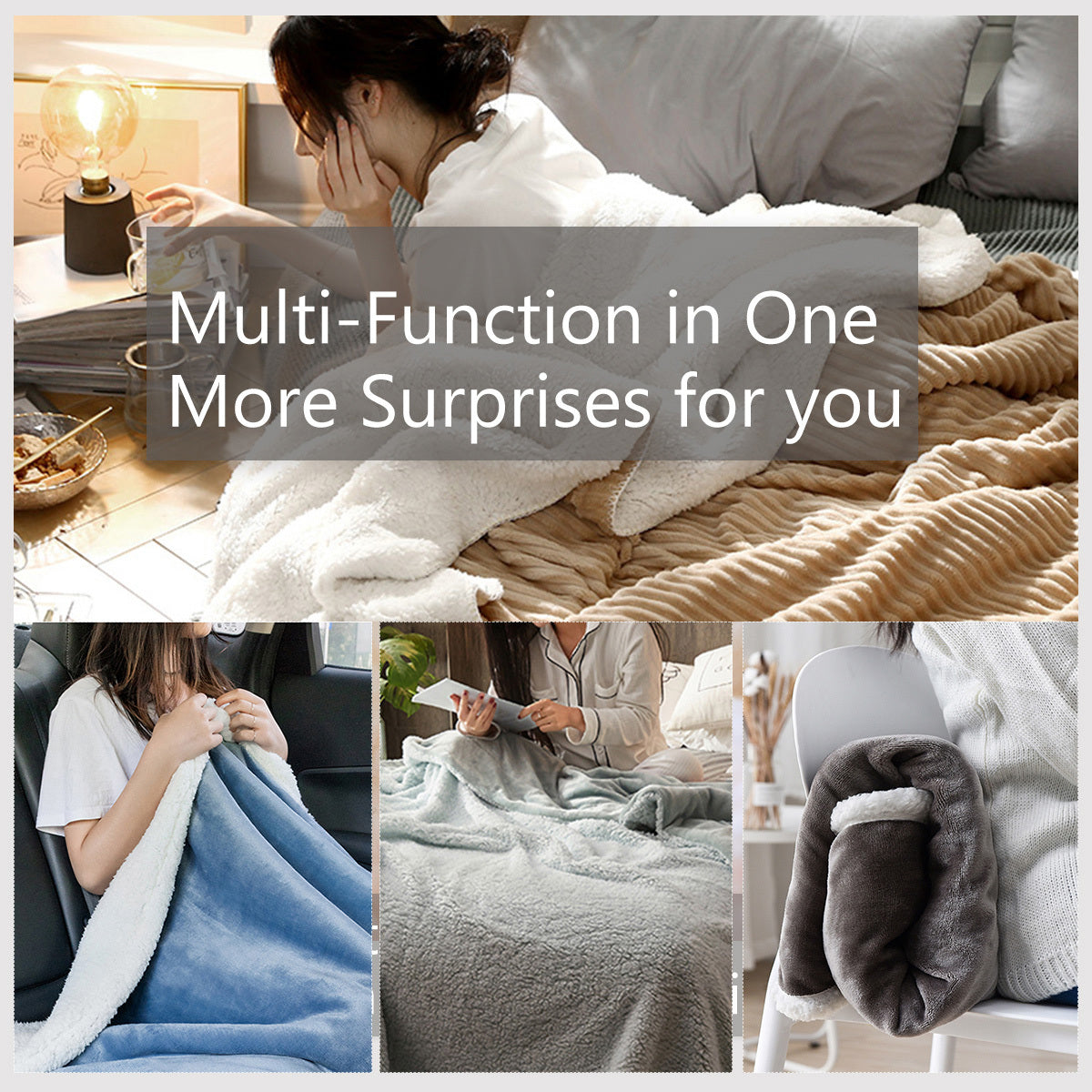 KTX-005395 Soft Lamb Wool Fleece Blanket with Heart and Horse Design - Versatile for Home, Office, and Outdoor Use