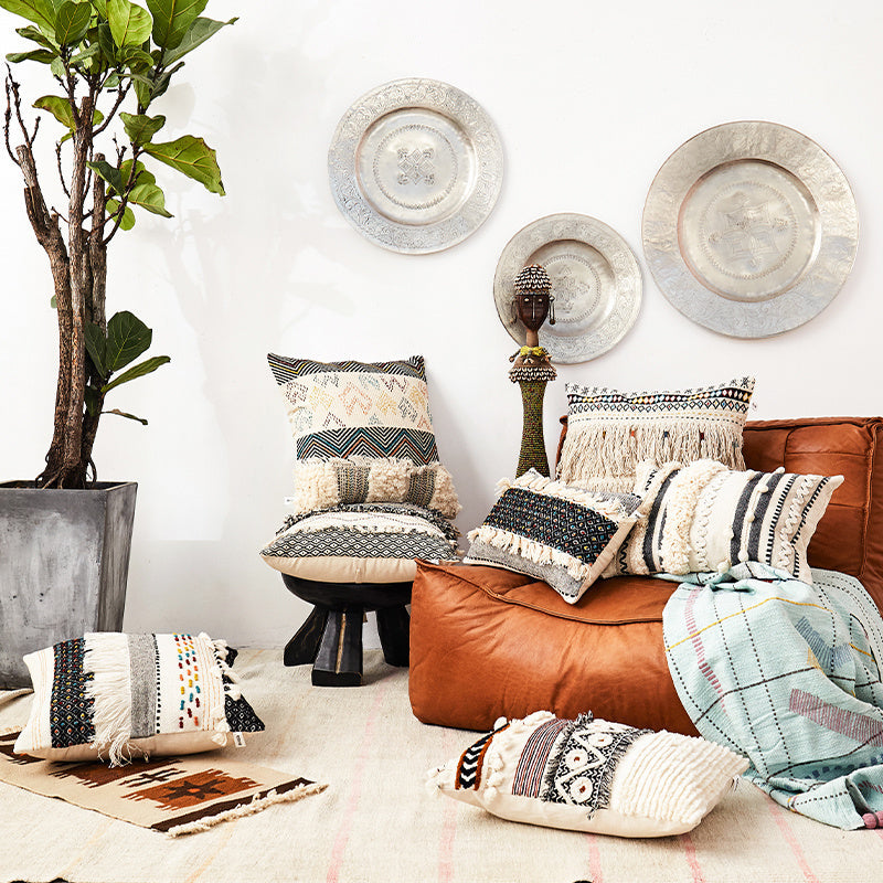 KTX-005523 Bohemian Style Cotton Couch Pillow - Various Sizes Available