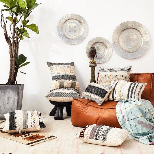 KTX-005523 Bohemian Style Cotton Couch Pillow - Various Sizes Available