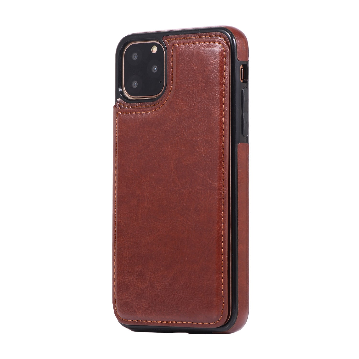 KTX-005651 Full-Wrap Brown PU+TPU Protective Back Cover Case for iPhone