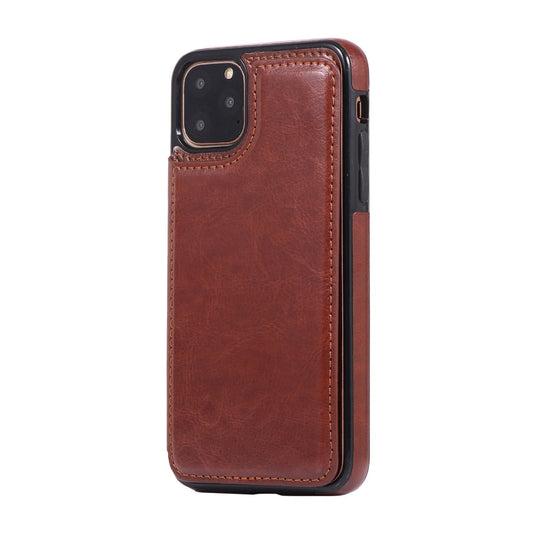 KTX-005651 Full-Wrap Brown PU+TPU Protective Back Cover Case for iPhone
