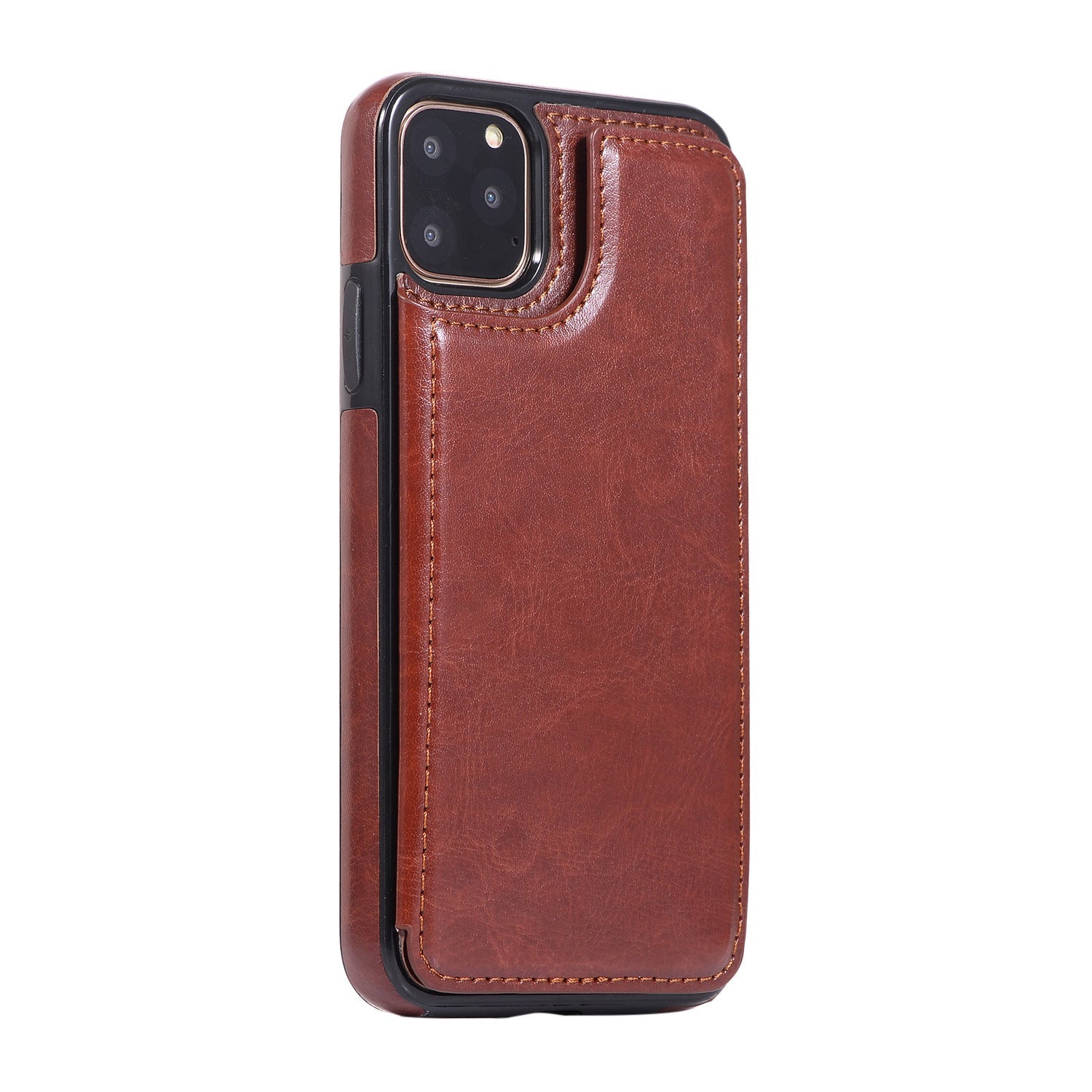 KTX-005651 Full-Wrap Brown PU+TPU Protective Back Cover Case for iPhone
