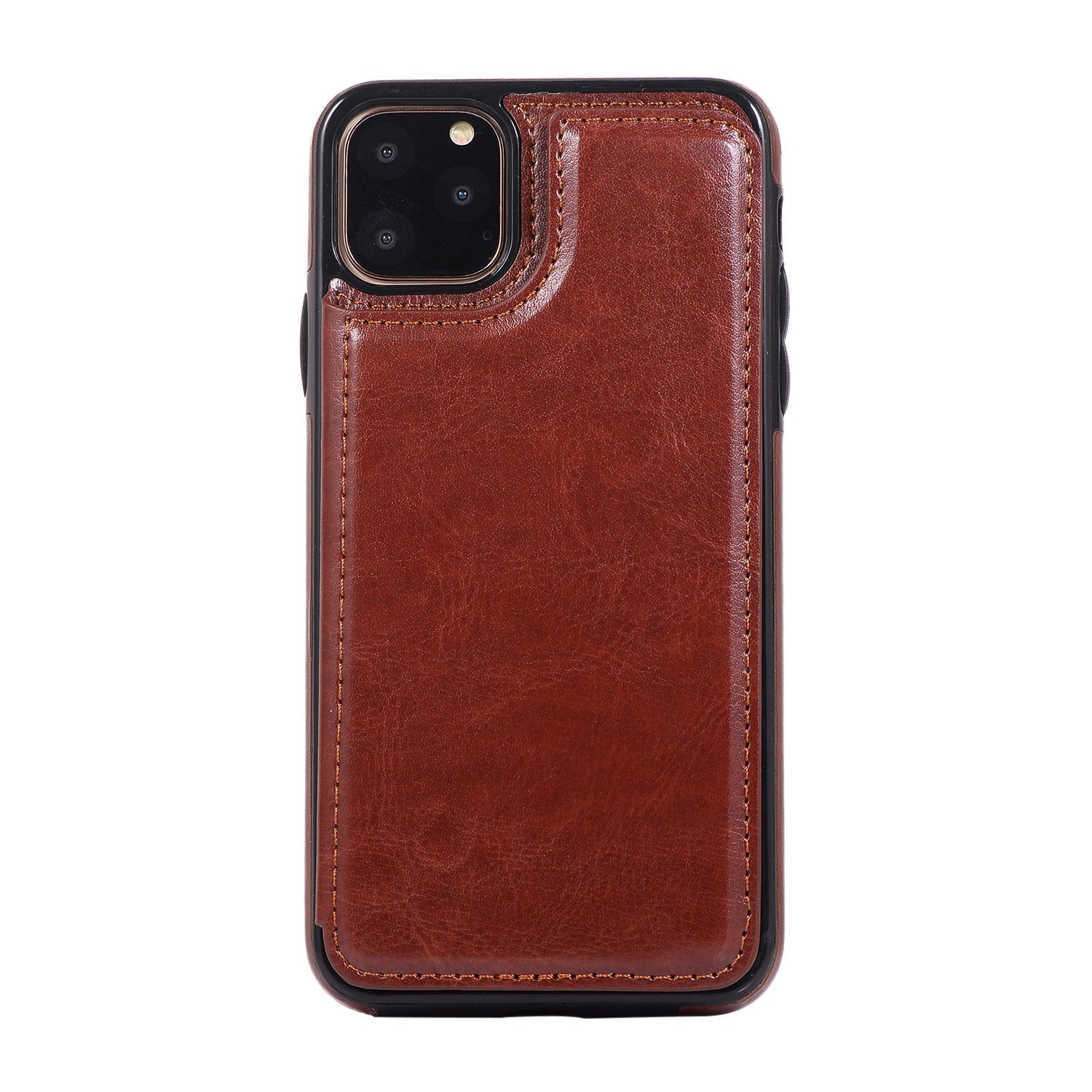 KTX-005651 Full-Wrap Brown PU+TPU Protective Back Cover Case for iPhone