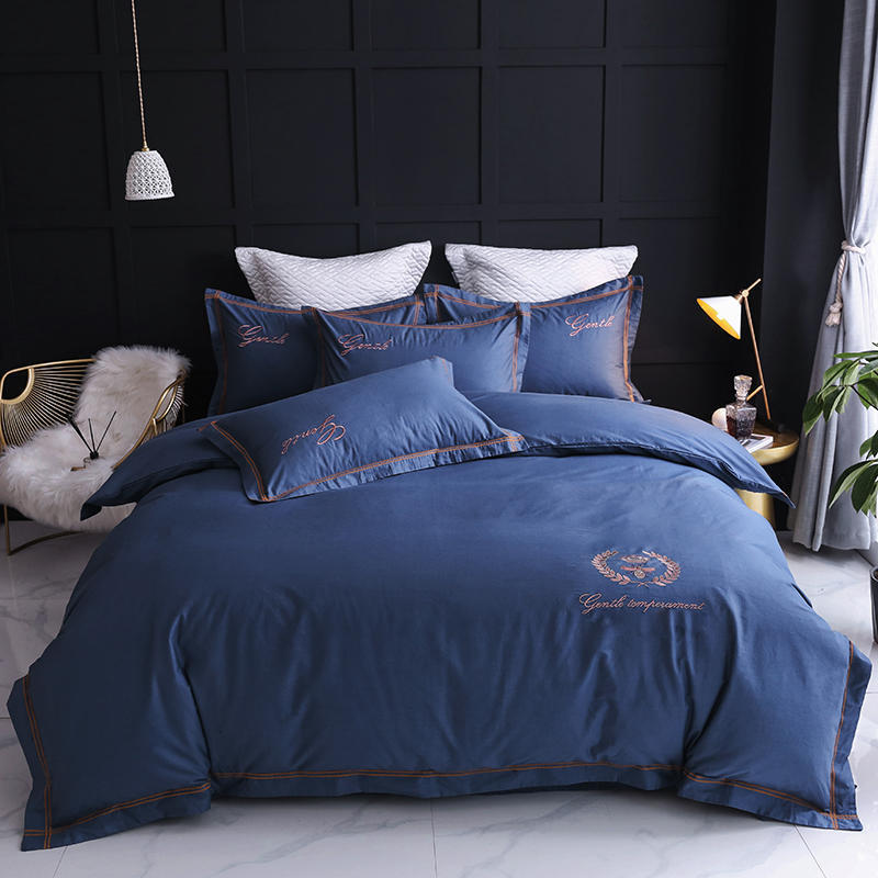 KTX-005715 Cotton Duvet Cover Set, Four-Piece Bedding for Various Bed Sizes with Elegant Floral Designs