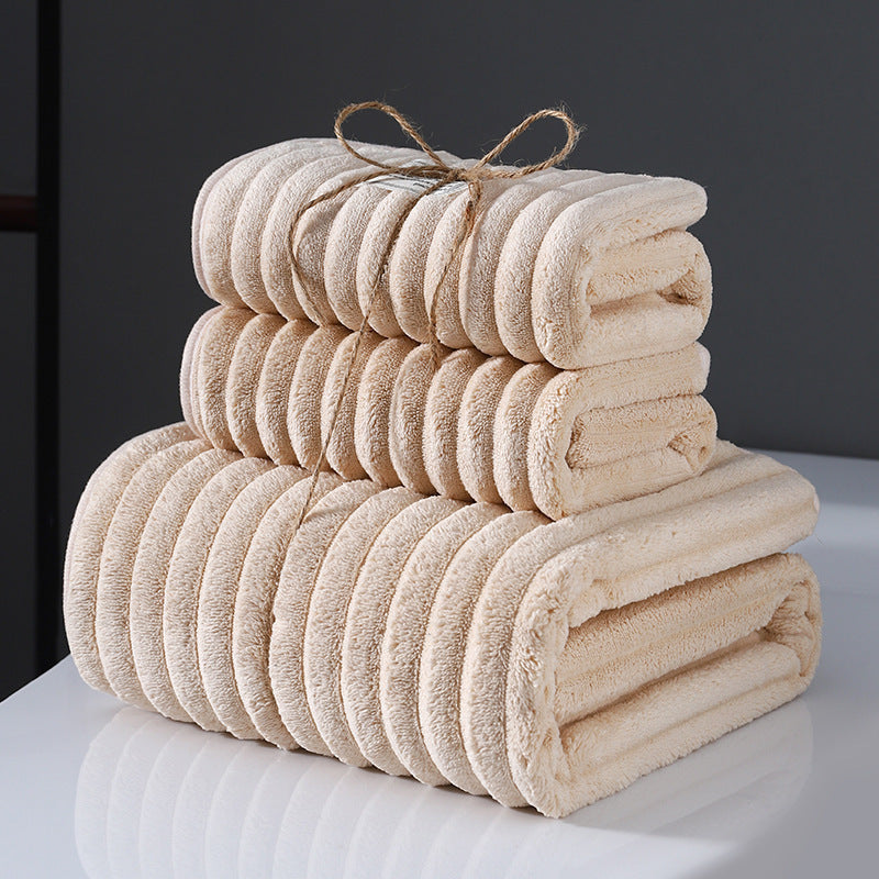 KTX-005971 Super Soft Coral Fleece Bath Towels – Creamy White, Dark Red, Gray, Navy Blue, Brown Options Available