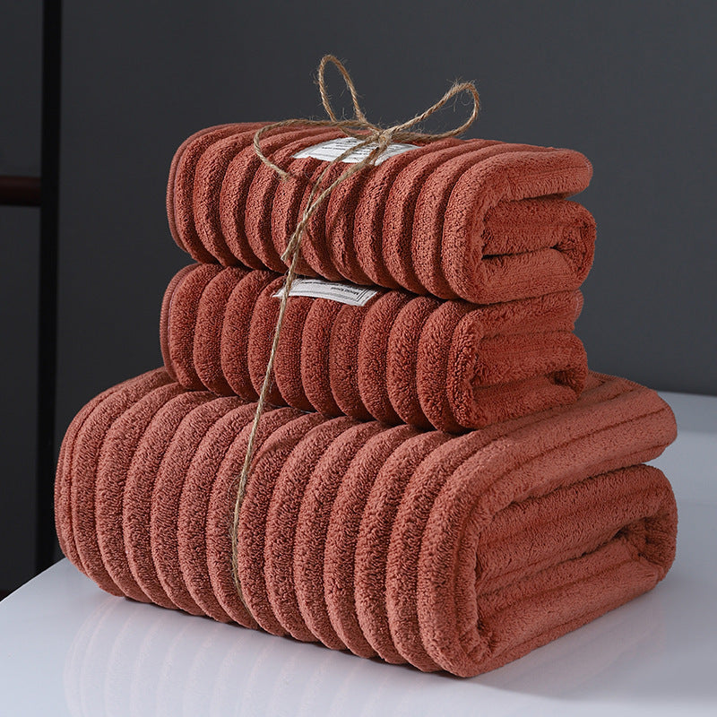 KTX-005971 Super Soft Coral Fleece Bath Towels – Creamy White, Dark Red, Gray, Navy Blue, Brown Options Available
