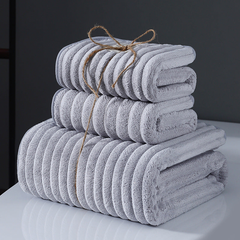 KTX-005971 Super Soft Coral Fleece Bath Towels – Creamy White, Dark Red, Gray, Navy Blue, Brown Options Available