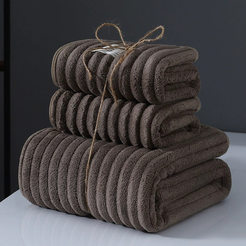 KTX-005971 Super Soft Coral Fleece Bath Towels – Creamy White, Dark Red, Gray, Navy Blue, Brown Options Available