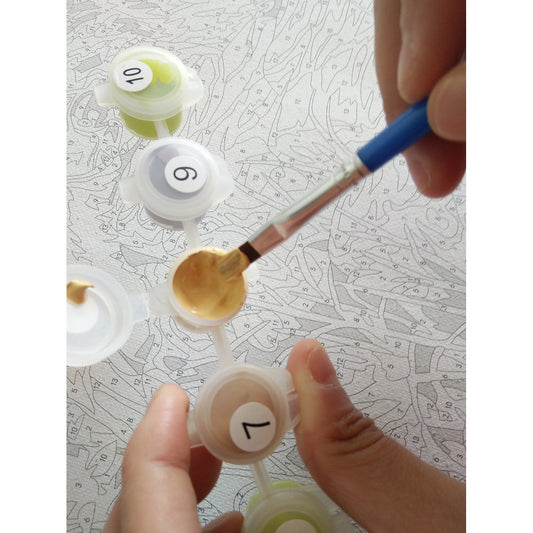 KTX-006547 Frameless Digital Oil Painting of Colorful Side Head Cat - 40x50 Canvas Art