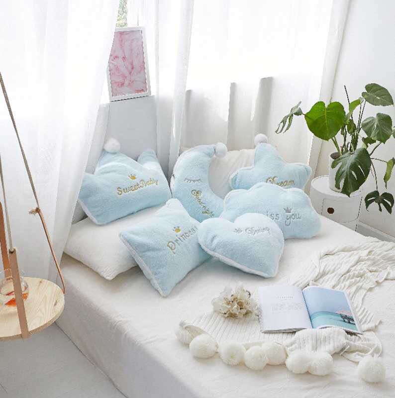 KTX-006995 Crown Lumbar Pillow Cushion - Modern Plush Design with Cartoon Patterns, Multiple Sizes Available