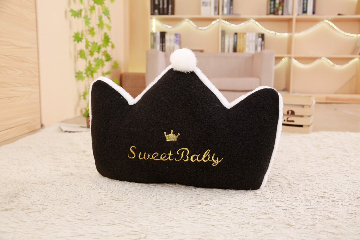 KTX-006995 Crown Lumbar Pillow Cushion - Modern Plush Design with Cartoon Patterns, Multiple Sizes Available