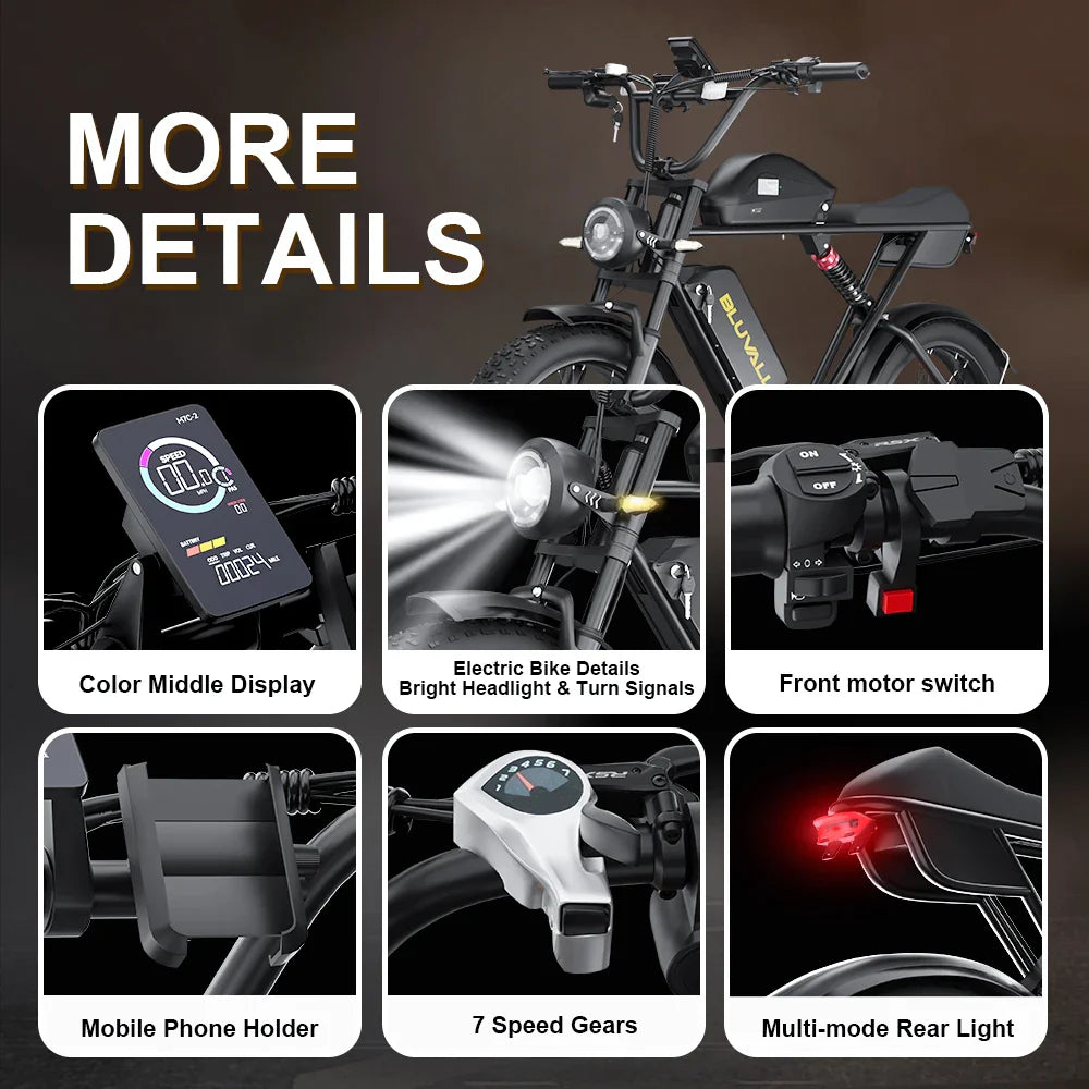 KTX-007251 Long Range 2000W 52V Dual Battery Mountain E-Bike with 20" Fat Tires and Hydraulic Disc Brakes