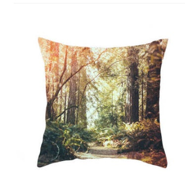 KTX-007379 Custom Linen Pillow Cover with Landscape Print - 45x45cm European Style