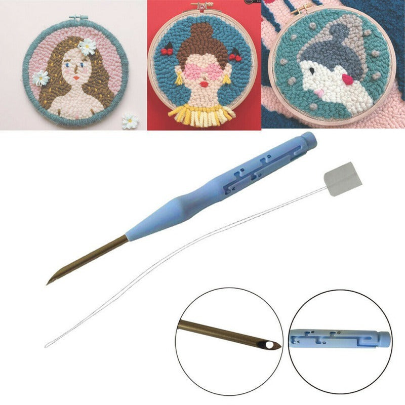 KTX-007379 Thick Copper Tube Embroidery Needle with ABS Plastic Handle - 18.5cm Long