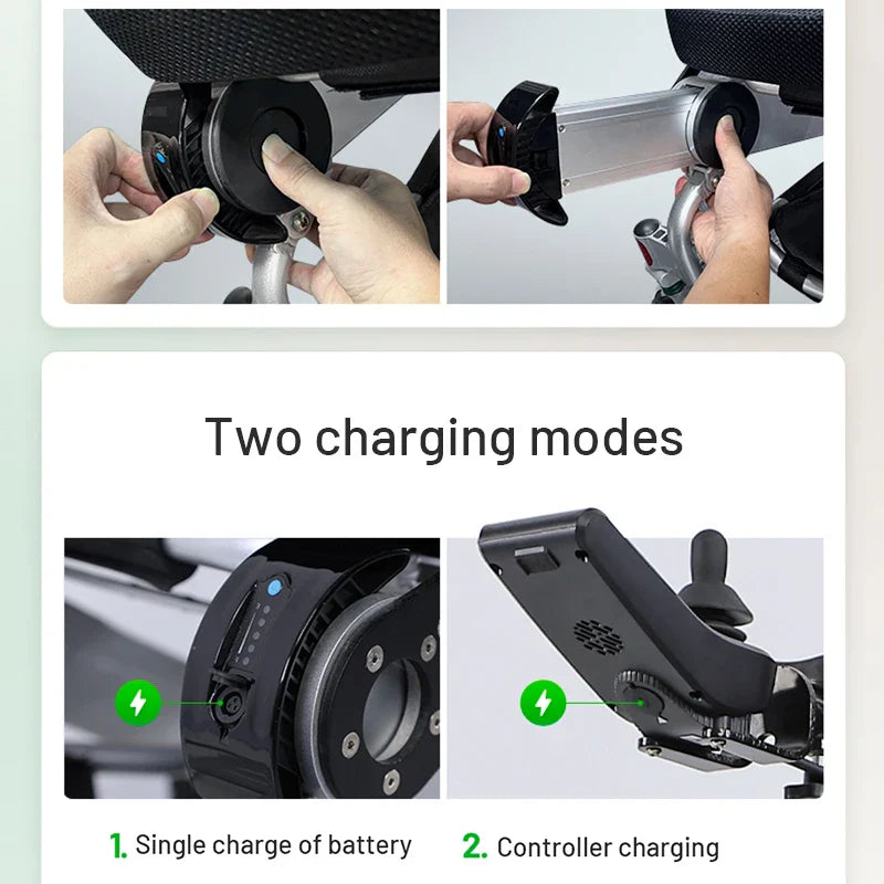 KTX-007571 Portable Foldable Electric Wheelchair, Lightweight and Airline Approved, 20km Driving Range, Removable Battery, Aluminum Alloy Frame